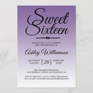Invitación Moda Tropical Morado Ombre Dulce 16 16º Cumpleaños
