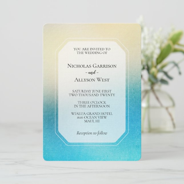 Invitación Moda turquesa Boda azul Aqua blanco (Anverso de pie)