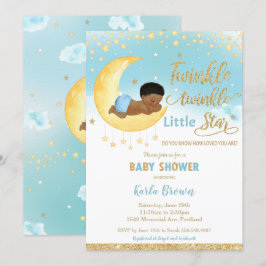 Invitación Moda Twinkle Little Star African Baby Shower Boy