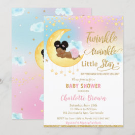 Invitación Moda Twinkle Pequeña Estrella Chica Africana Baby 