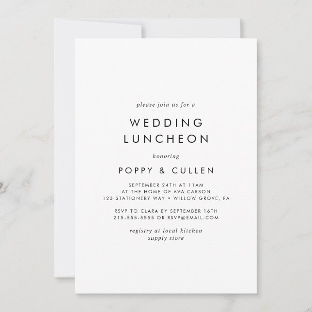 Invitación Moda Typography Boda Luncheon (Anverso)