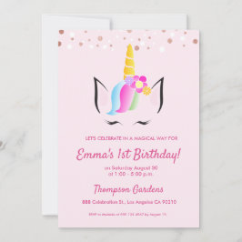 Invitación Moda Unicorn Confetti primer fiesta de cumpleaños