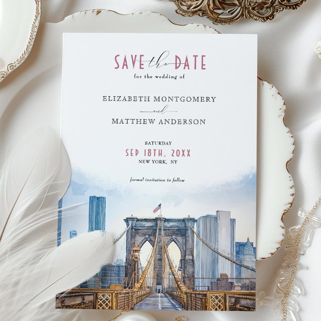 Invitación Moda urbana Puente de Brooklyn Salven el Skyline d (Subido por el creador)
