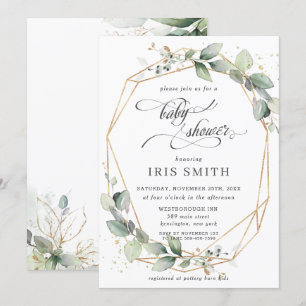 Invitación Moda vegetación Leafy Foliage Baby Shower Geometri