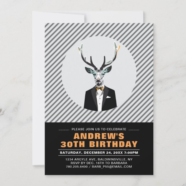 Invitación Moda venado, 30 años de fiesta de cumpleaños invit (Anverso)