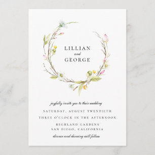 Invitación Moda verano Flor silvestre Floral Boda de guirnald