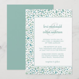 Invitación Moda Verde Abstracto Boda Floral Marítimo