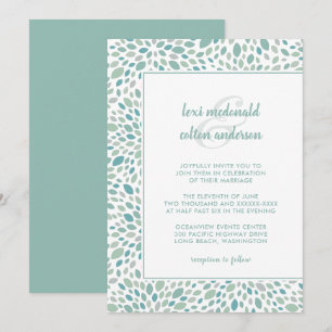 Invitación Moda Verde Abstracto Boda Floral Marítimo