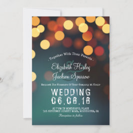 Invitación Moda Verde azulado Bokeh Purpurina String Lights B