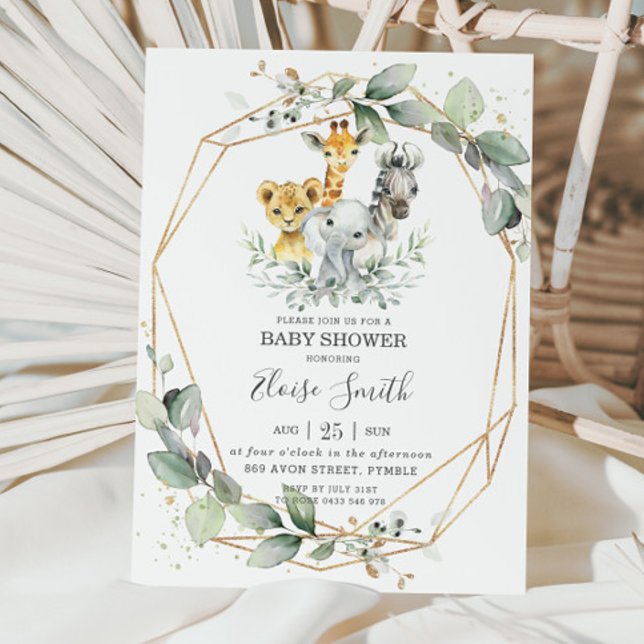 Invitación Moda verde jungla animales Baby Shower Neutral (Subido por el creador)