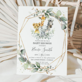 Invitación Moda verde jungla animales Baby Shower Neutral
