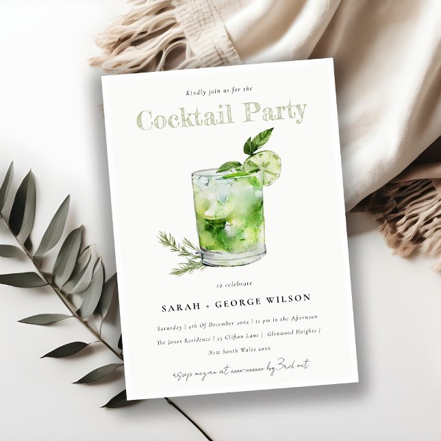 Invitación Moda Verde Margarita Cocktail Fiesta (Subido por el creador)