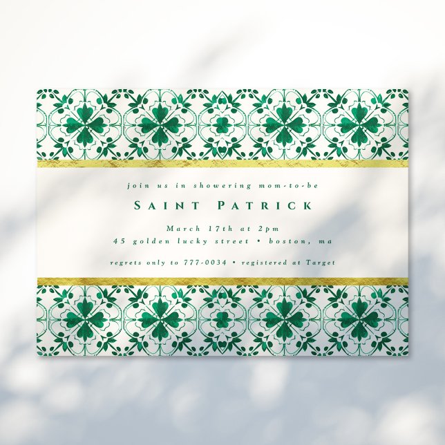 Invitación Moda verde moderno San Patricio Día Baby Shower (Subido por el creador)
