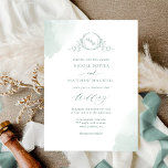 Invitación Moda Verde pálido color de agua manchas Boda monog<br><div class="desc">Delicia a tus invitados con esta hermosa invitación a la boda, con delicadas manchas de agua de salvia verde pálido y exquisito monograma botánico dibujado a mano. Detalles modernos de caligrafía escrita a mano. La posibilidad de cambiar "junto con sus padres" la introducción "junto con sus familias", "junto con una...</div>
