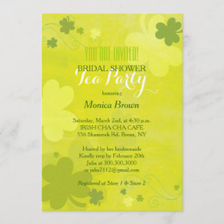 Invitación Moda Verde Shamrock Fiesta de ducha de novia irlan
