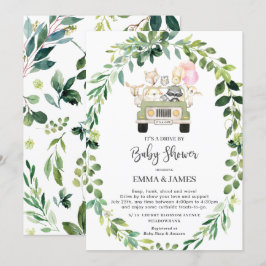 Invitación Moda Verde Woodland Conducido Por Baby Shower Para