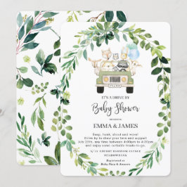 Invitación Moda Verde Woodland Conducido Por Baby Shower Para