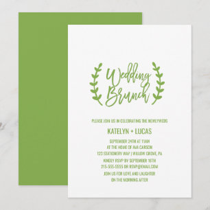 Invitación Moda Verde Wreath Calligraphy Boda Brunch