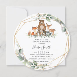 Invitación Moda Verdor Woodland Animales Baby Shower Neutral