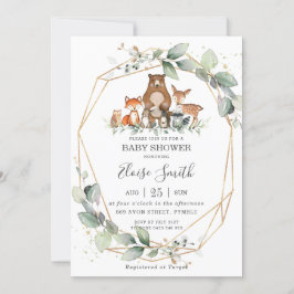 Invitación Moda Verdor Woodland Animales Baby Shower Neutral