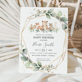 Invitación Moda Verdor Woodland Animales Baby Shower Neutral