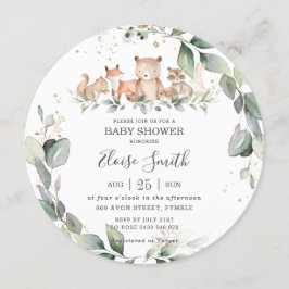 Invitación Moda Verdor Woodland Animales Baby Shower Neutral