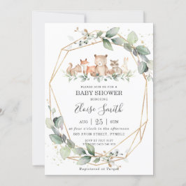 Invitación Moda Verdor Woodland Animales Baby Shower Neutral