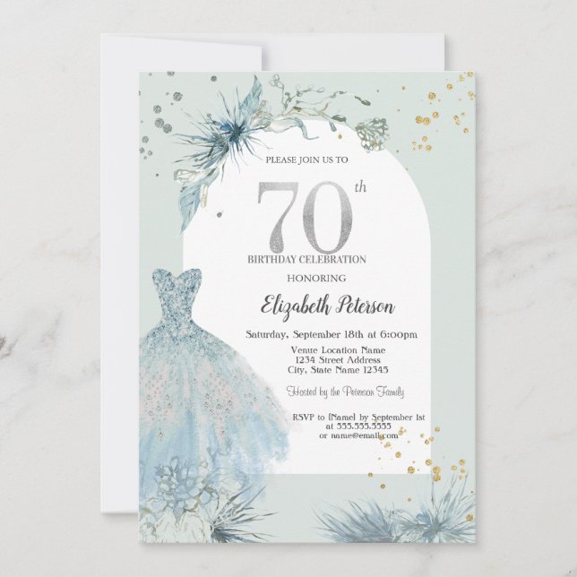 Invitación Moda Vestida Invierno 70 cumpleaños (Anverso)