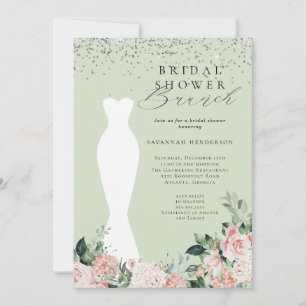 Invitación Moda Vestido de novia floral rosa Ducha de novia B