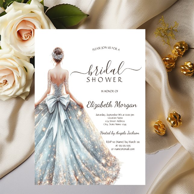Invitación Moda Vestido de novia Purpurina de oro ducha de no (Subido por el creador)