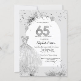 Invitación Moda Vestido Invierno Gris 65 cumpleaños
