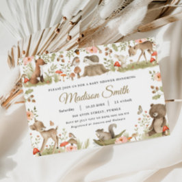 Invitación Moda Viñosos Animales de Woodland Baby Shower