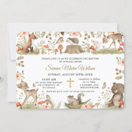 Invitación Moda Viñosos Animales de Woodland Baptism Christen