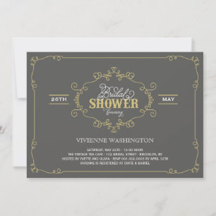Invitación Moda vintage florece Gray Bridal Shower Invite