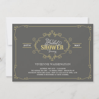 Invitación Moda vintage florece Gray Bridal Shower Invite