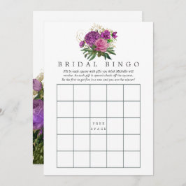 Invitación Moda Vintage morada y dorada Floral Bridal Shower