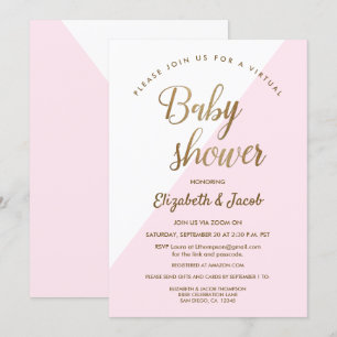 Invitación Moda virtual moderna Baby Shower Pink Baby Girl
