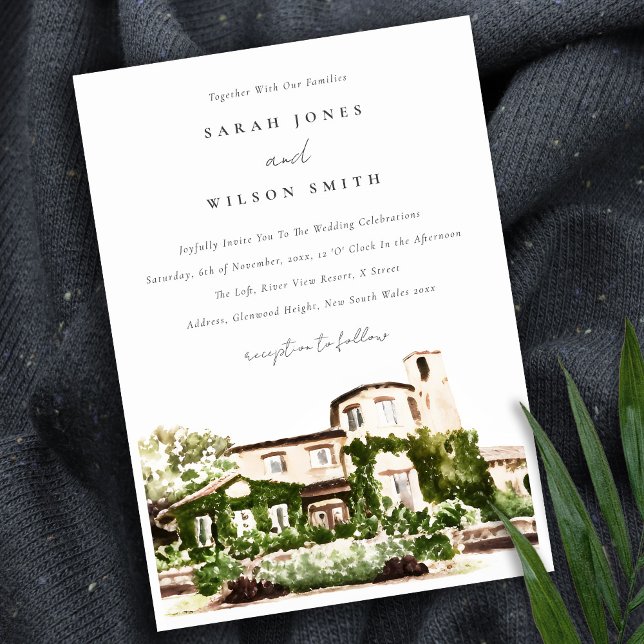Invitación Moda Watercolor Green Winery Vineyard Boda (Subido por el creador)