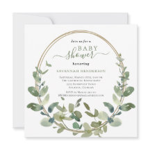 Moda Watercolor Greenery Gold Baby Shower