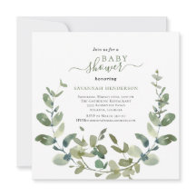Moda Watercolor Greenery Wreath Baby Shower