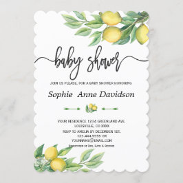 Invitación Moda Watercolor Lemon Tropical BABY SHOWER