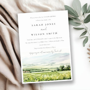 Invitación Moda Watercolor Vineyard Paisaje Ducha Parejas