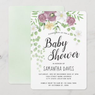 Invitación Moda Watercolor Wildflowers Garden Baby Shower