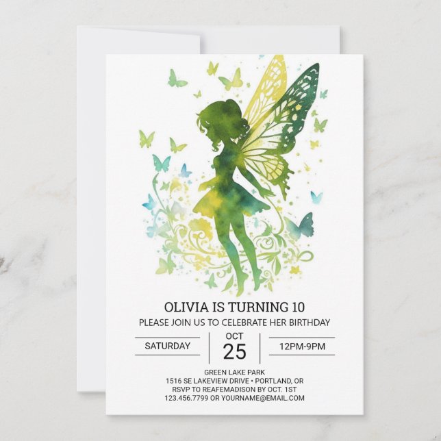 Invitación Moda Whimsical Fairy Birday (Anverso)