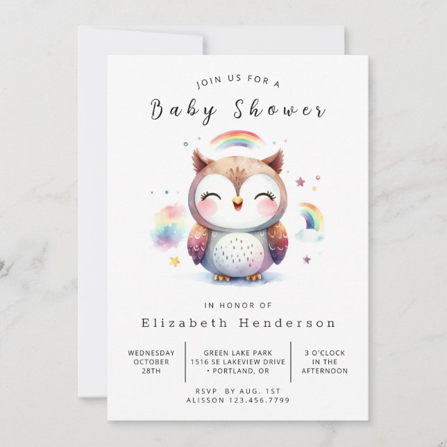 Invitación Moda Whimsy Owl Baby Shower (Anverso)