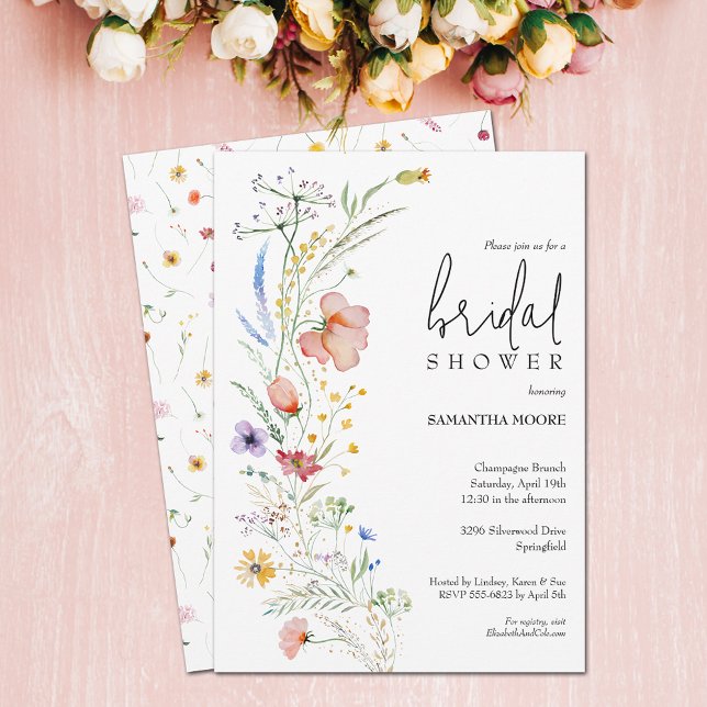 Invitación Moda Wildflower Bridal Shower (Chic wildflower bridal shower invitations - PRINTED and/or INSTANT DOWNLOAD)