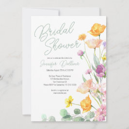 Invitación Moda Wildflower Script Bridal Shower