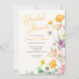 Invitación Moda Wildflower Script Bridal Shower