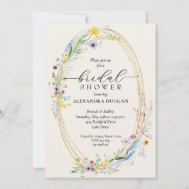 Invitación Moda Wildflower Wreath Ivory Bridal Shower