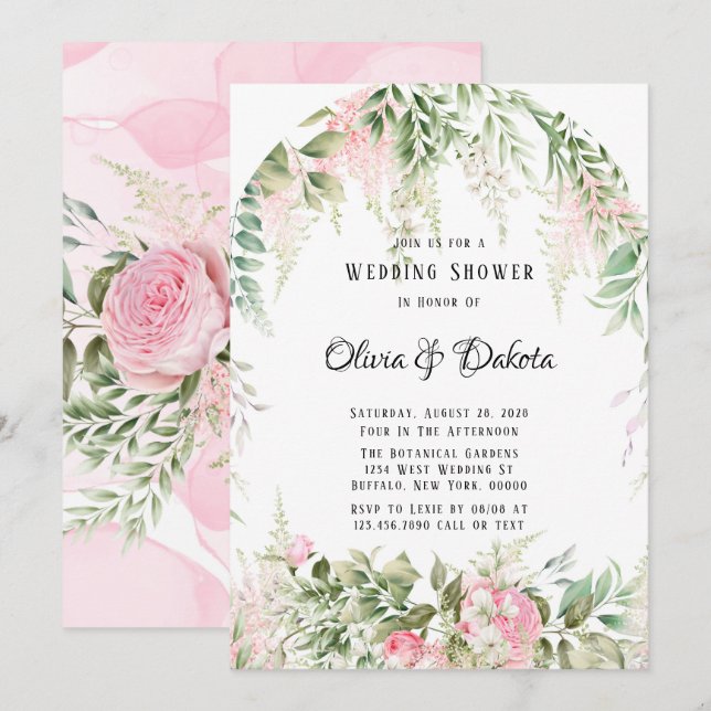 Invitación Moda Wisteria Botánica Cabina De Boda Floral (Anverso / Reverso)